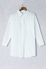 Button-Up Longline Shirt with Breast Pockets