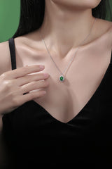 1.5 Carat Lab-Grown Emerald 925 Sterling Silver Necklace - Kaaya Closet