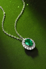 1.5 Carat Lab-Grown Emerald 925 Sterling Silver Necklace - Kaaya Closet