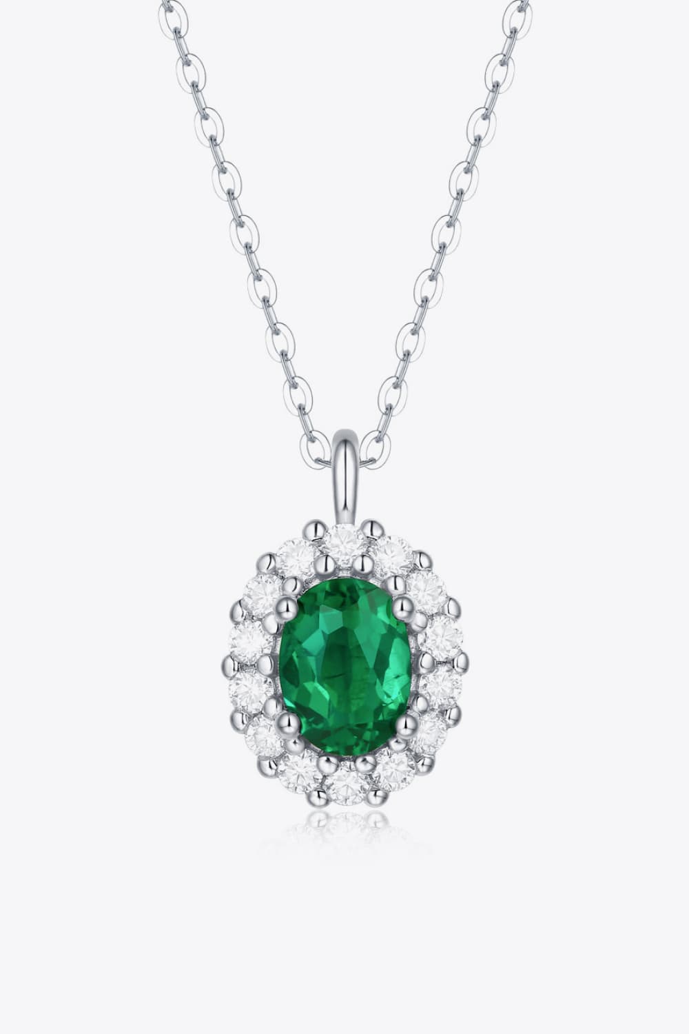 1.5 Carat Lab-Grown Emerald 925 Sterling Silver Necklace - Kaaya Closet