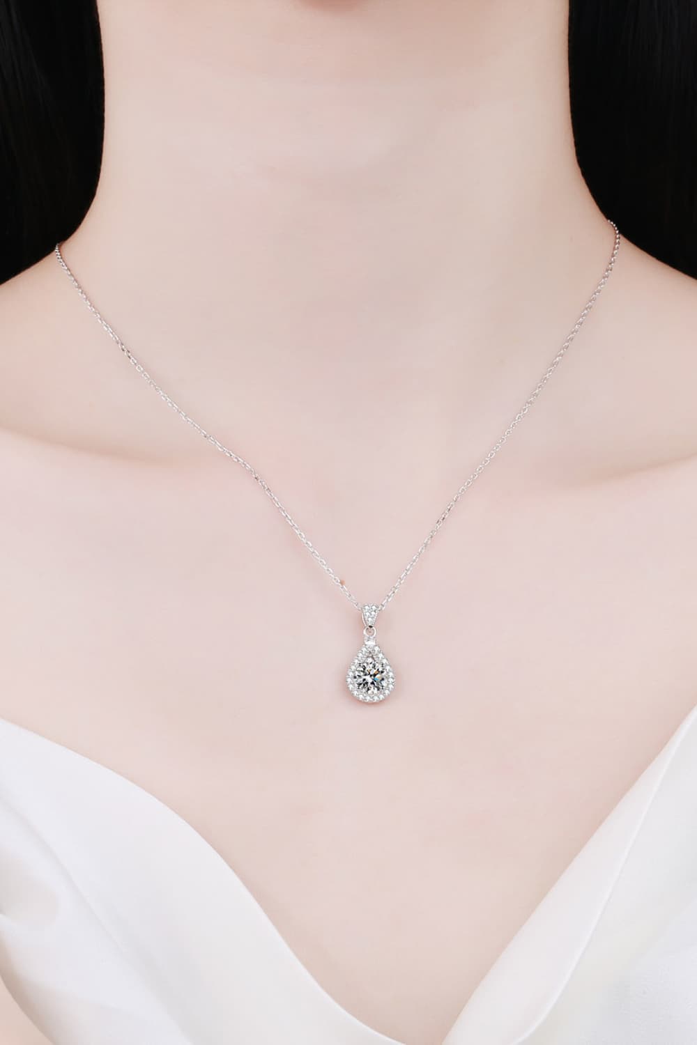 2 Carat Moissanite Teardrop Pendant 925 Sterling Silver Necklace - Kaaya Closet