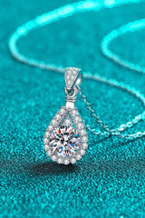 2 Carat Moissanite Teardrop Pendant 925 Sterling Silver Necklace - Kaaya Closet