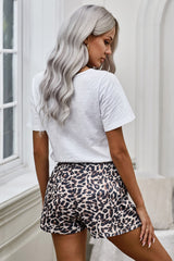 Leopard Drawstring Waist Shorts