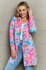 Double Take Floral Open Front Long Sleeve Cardigan