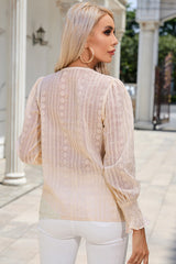 V-Neck Smocked Flounce Sleeve Blouse