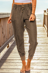 Drawstring Elastic Waist Pocket Joggers