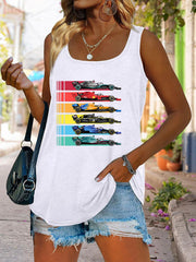 Scoop Neck Race Car Graphic Tank Top