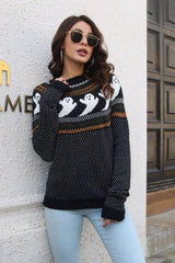 Ribbed Round Neck Long Sleeve Pullover Sweater